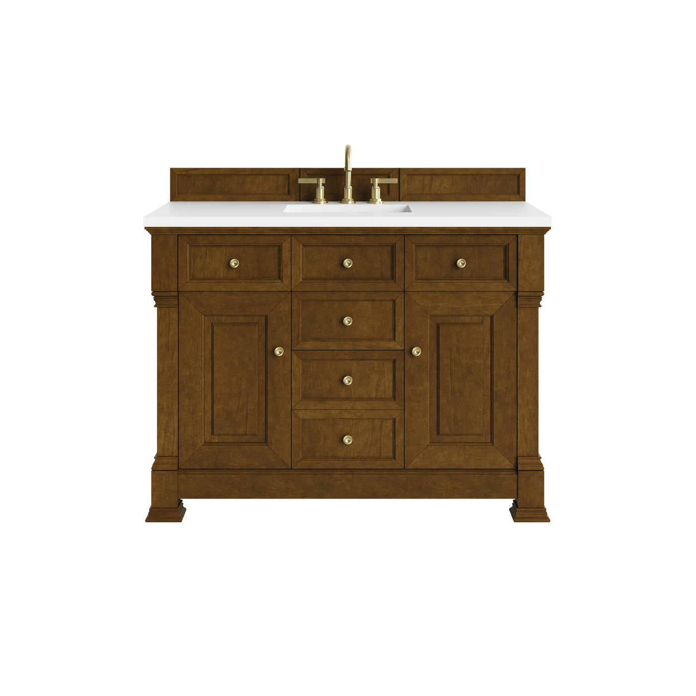 James Martin Brookfield 48" Single Bathroom Vanity, Honey Oak with White Zeus countertop