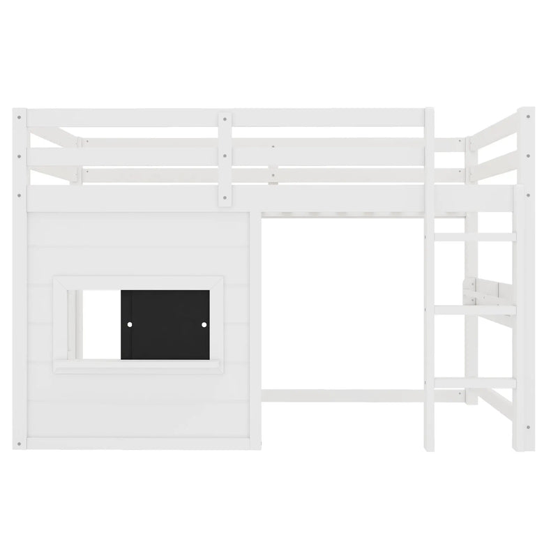 Twin Size Loft Bed With Sliding Chalkboard & Bookshelf by HouseOfZazla