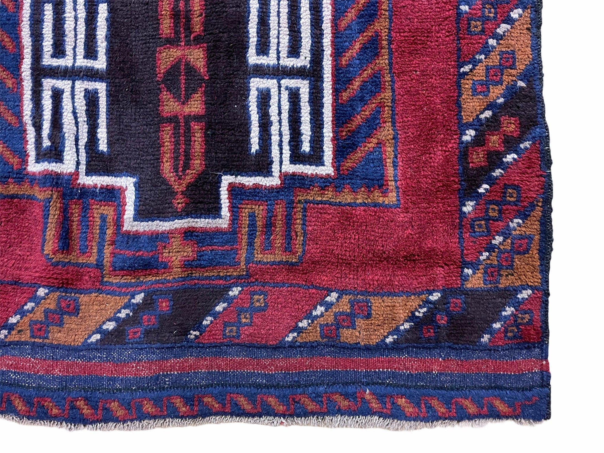 3 X 5 Vintage Handmade Tribal Wool Rug Balouchi Rug Afghan Rug Red Beige Nice by Jewel Rugs