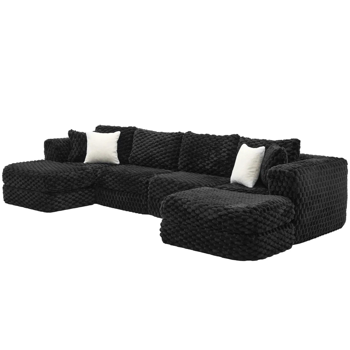 Modular Sectional Sofa, Boneless Couch With 2 Movable Ottomans by Unique Piece Furniture