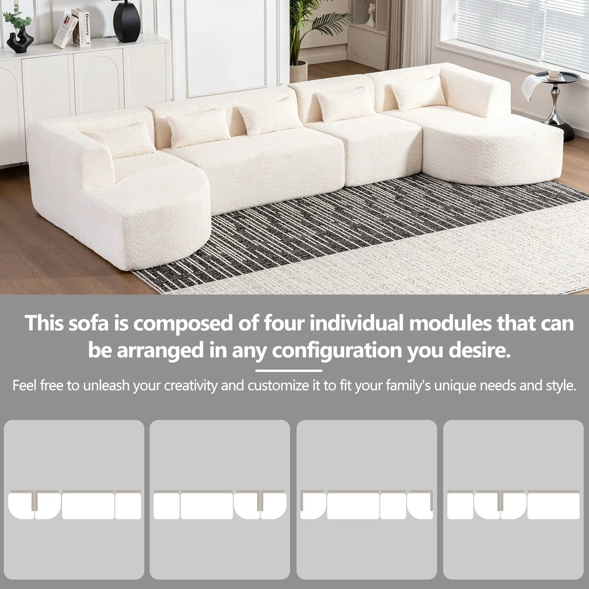 Upholstered Sofa Free Combined Sofa Couch With 2 Chaise Lounge And Five Back Pillows For Living Room by HouseOfZazla