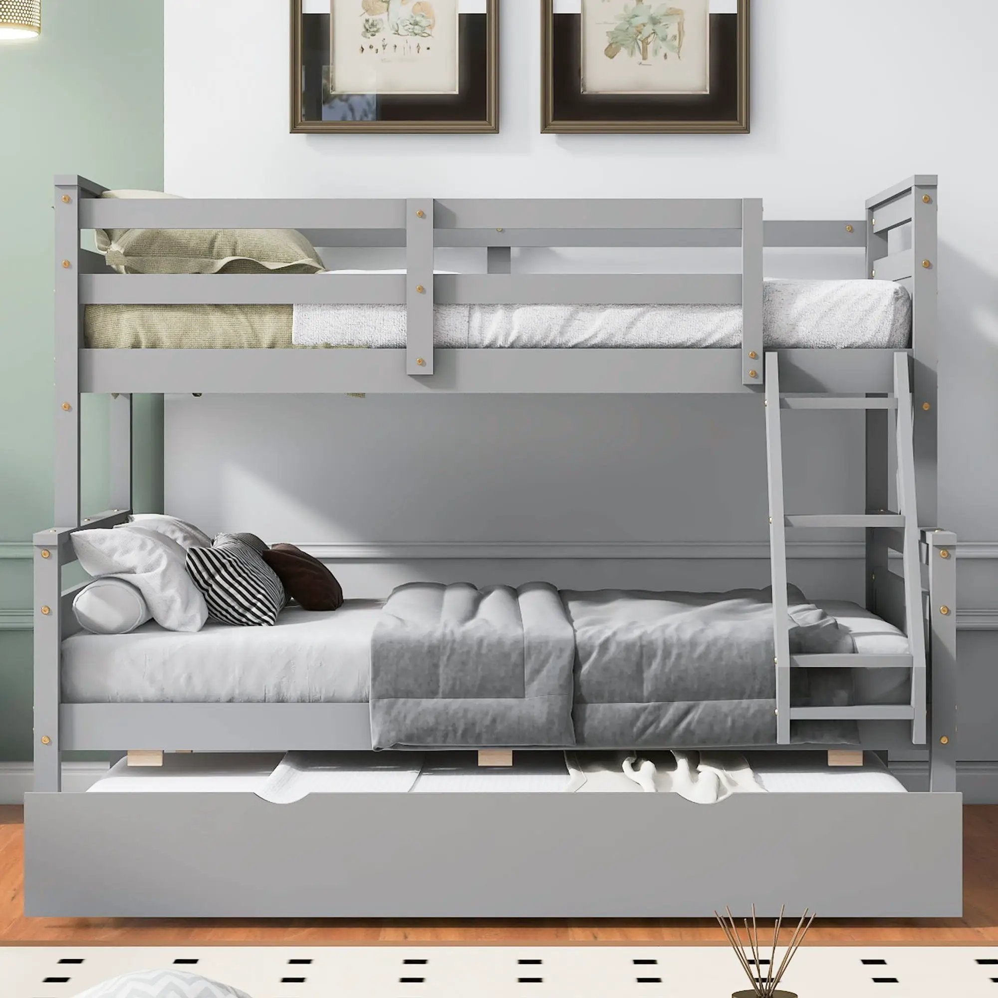 Bunk Bed With Ladder And Safety Guardrail by HouseOfZazla