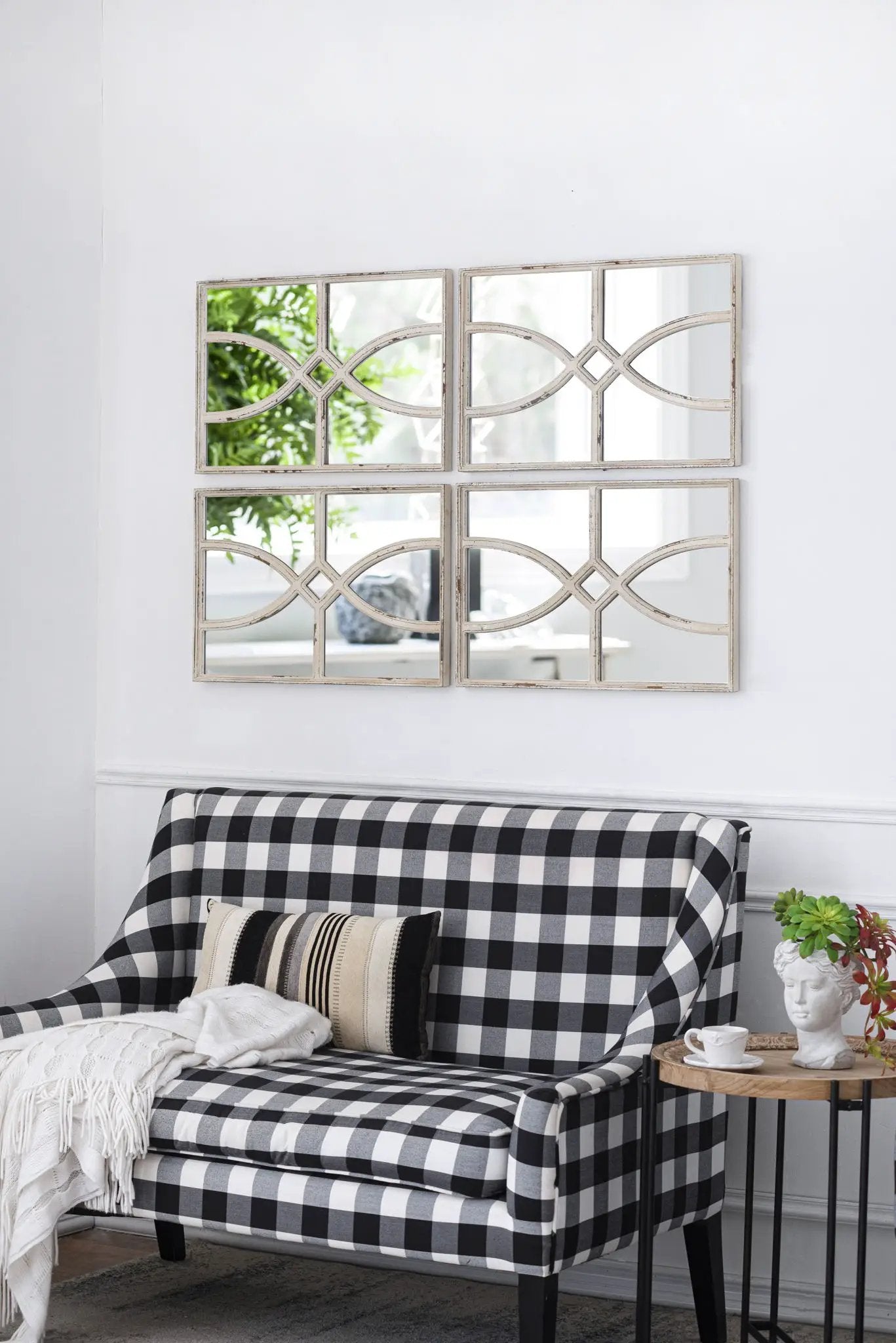 Rectangular Wooden Wall Mirror With Antique Frame, Vertical Or Horizontal Home Decor For Living Room (Set of 2) by Unique Piece Furniture