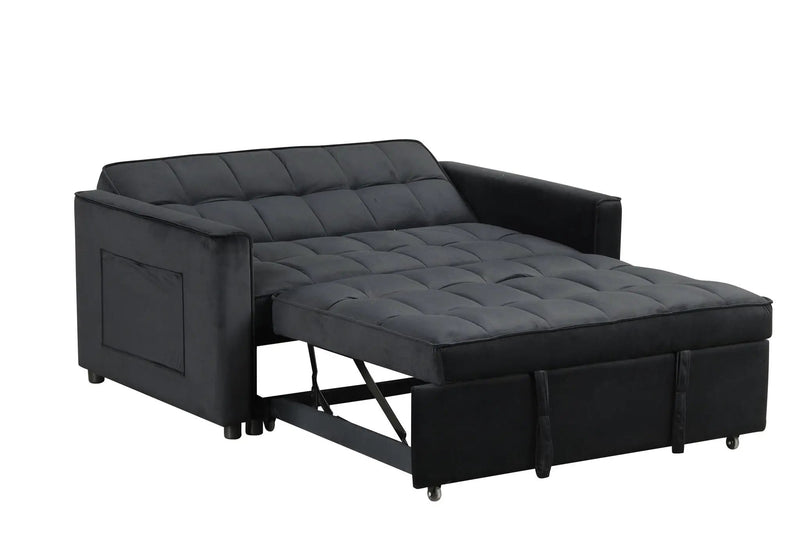 Maeve - Convertible Sleeper Loveseat With Tufting and Side Pocket - Black by Unique Piece Furniture