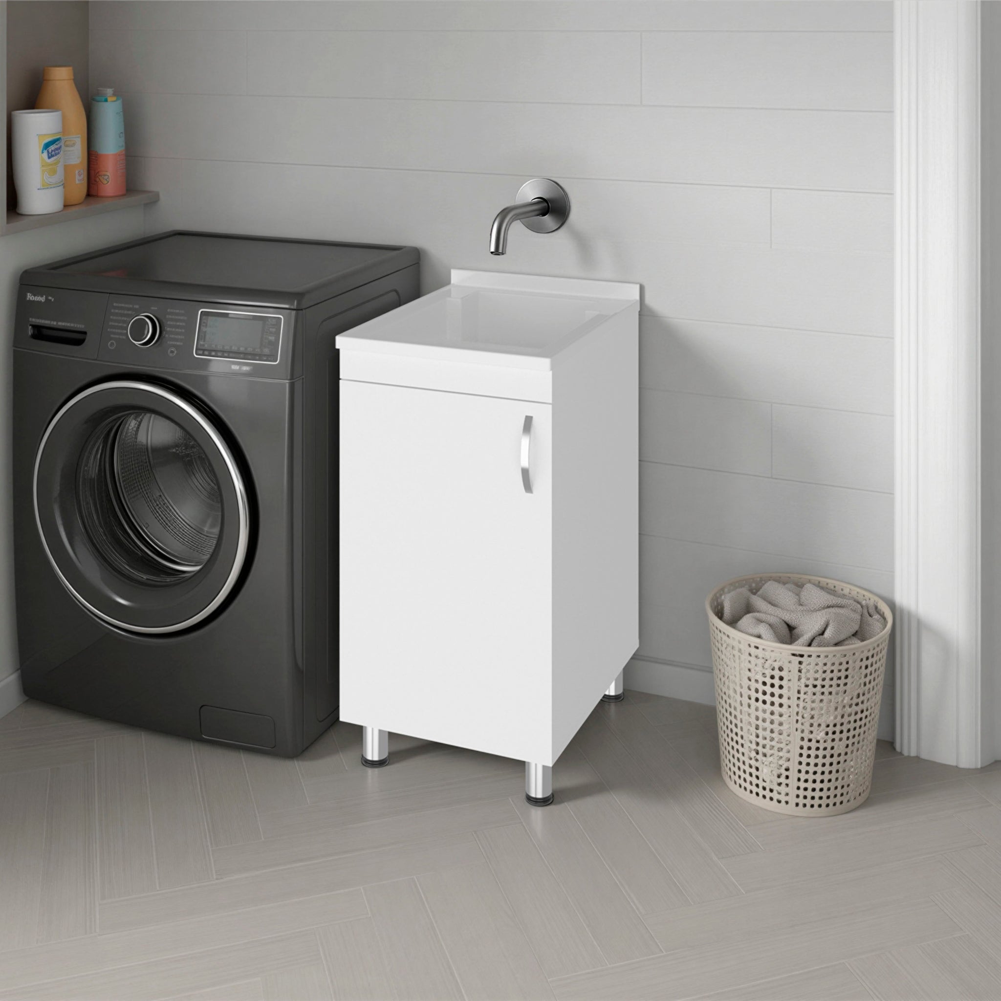 Darwin Freestanding Utility Tub and Sink Cabinet with One Door by HouseOfZazla