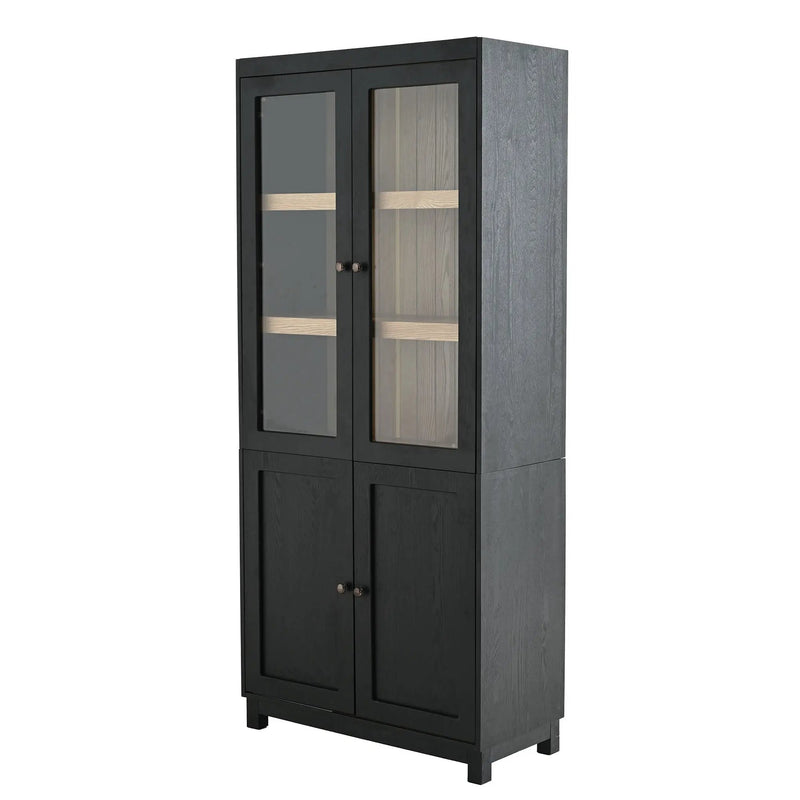 Style Tall Display Cabinet With Glass Doors For Collectibles - Black by Unique Piece Furniture