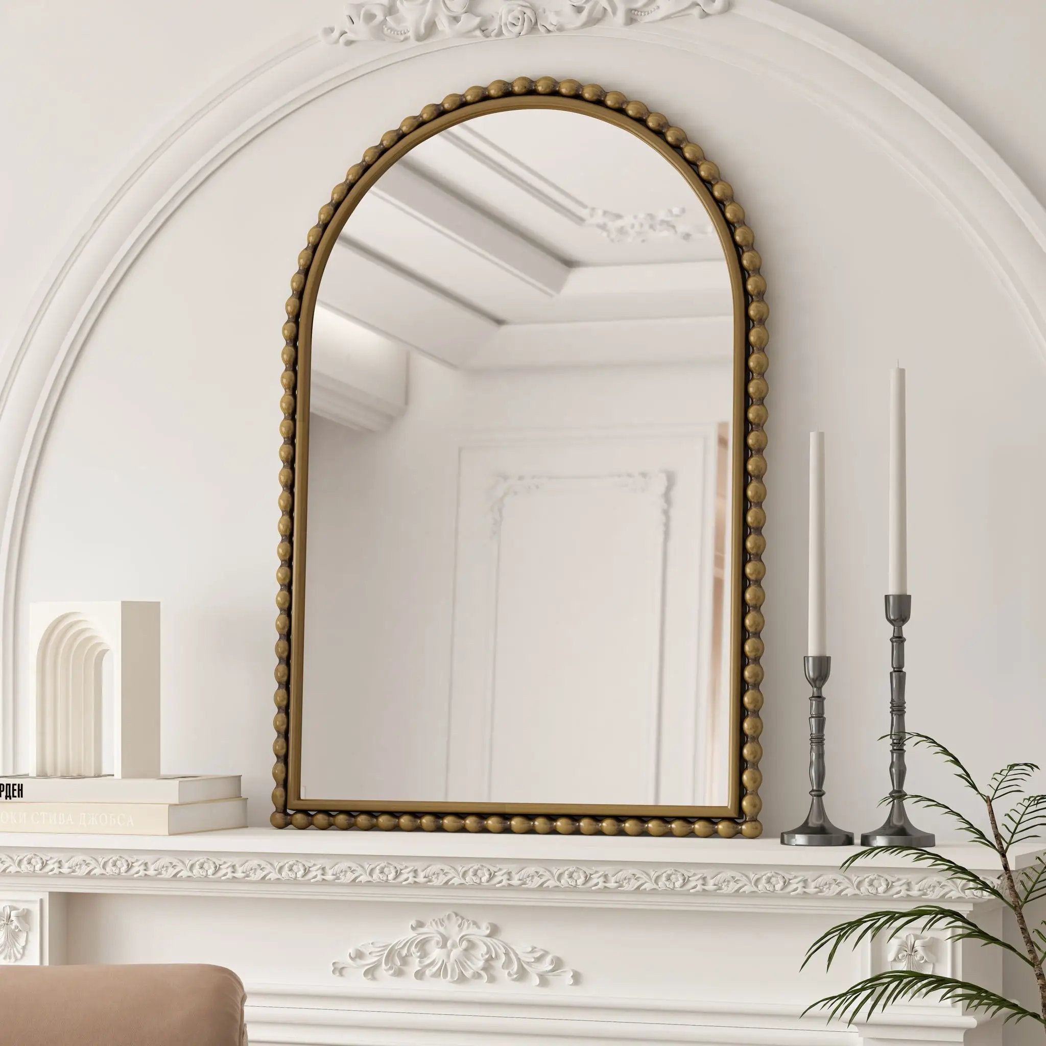 Vintage Iron Art Arch Mirror, Wall Hanging Or Table Display by Unique Piece Furniture