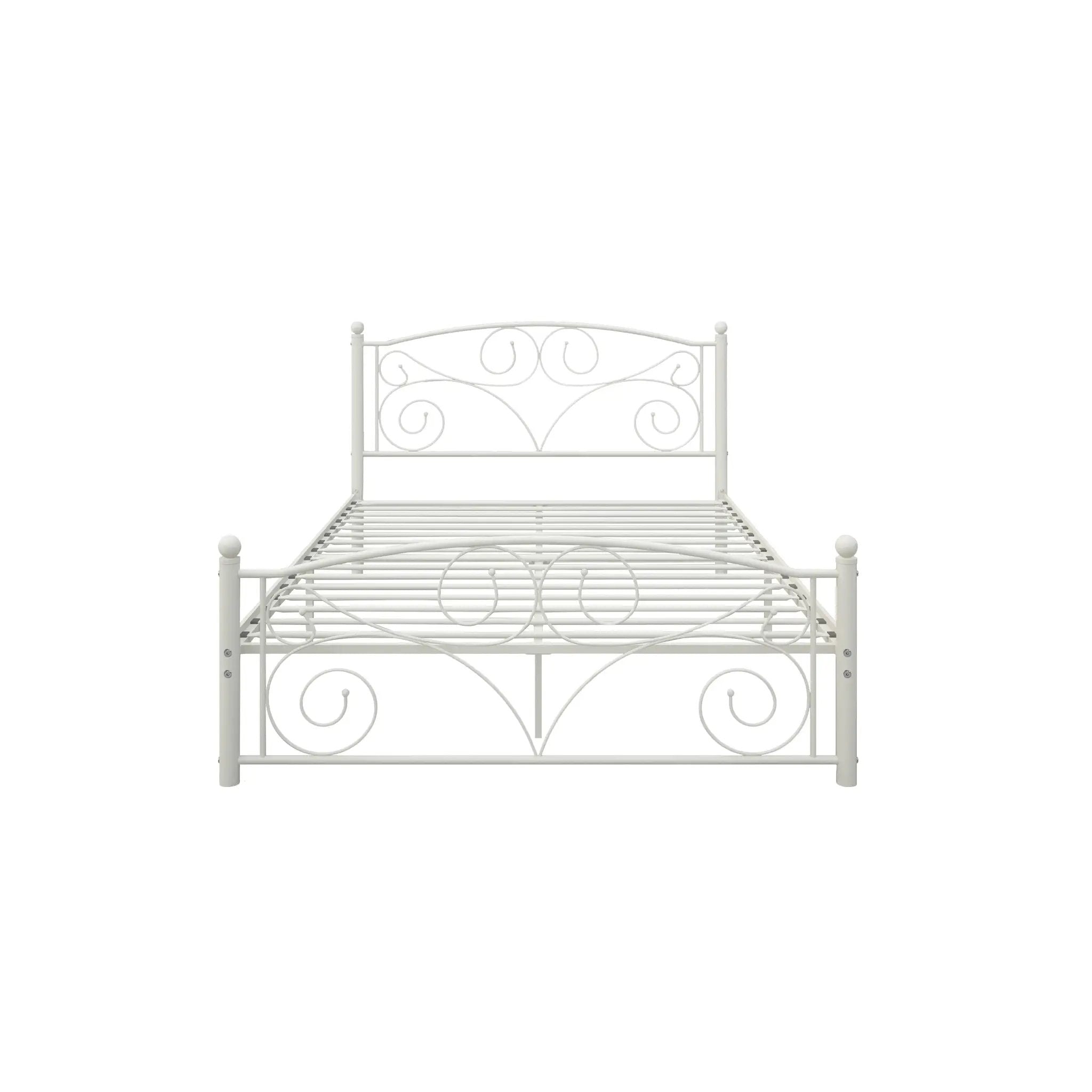 Queen Size Unique Flower Sturdy System Metal Bed Frame with Headboard and Footboard by HouseOfZazla