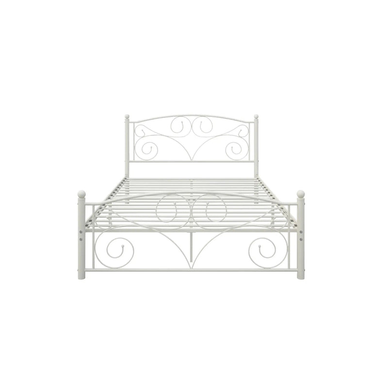Queen Size Unique Flower Sturdy System Metal Bed Frame with Headboard and Footboard by HouseOfZazla
