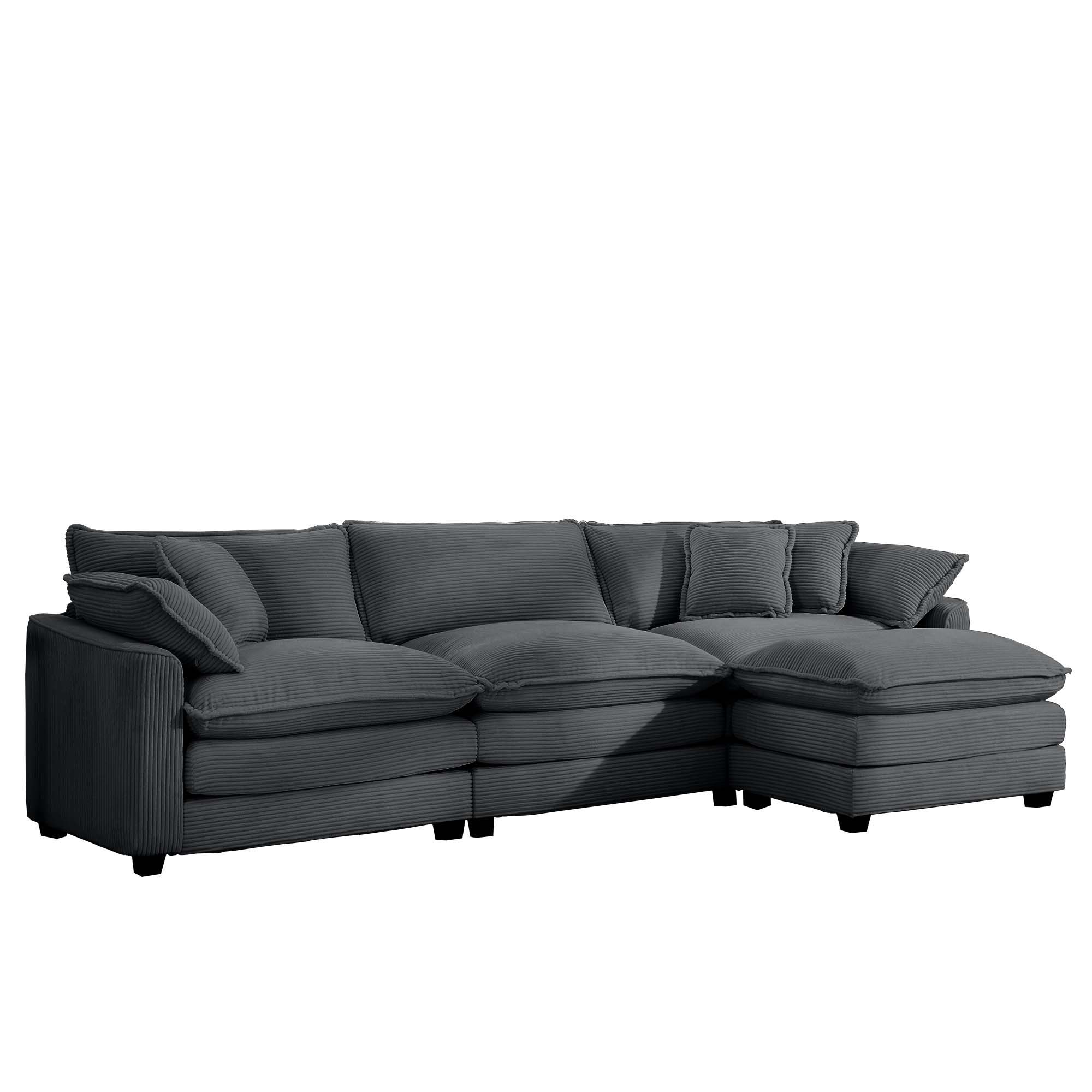 Modern Oversized Modular Cushion Sofa With Ottoman, Low Back, Deep Seating Sofa Set by Unique Piece Furniture