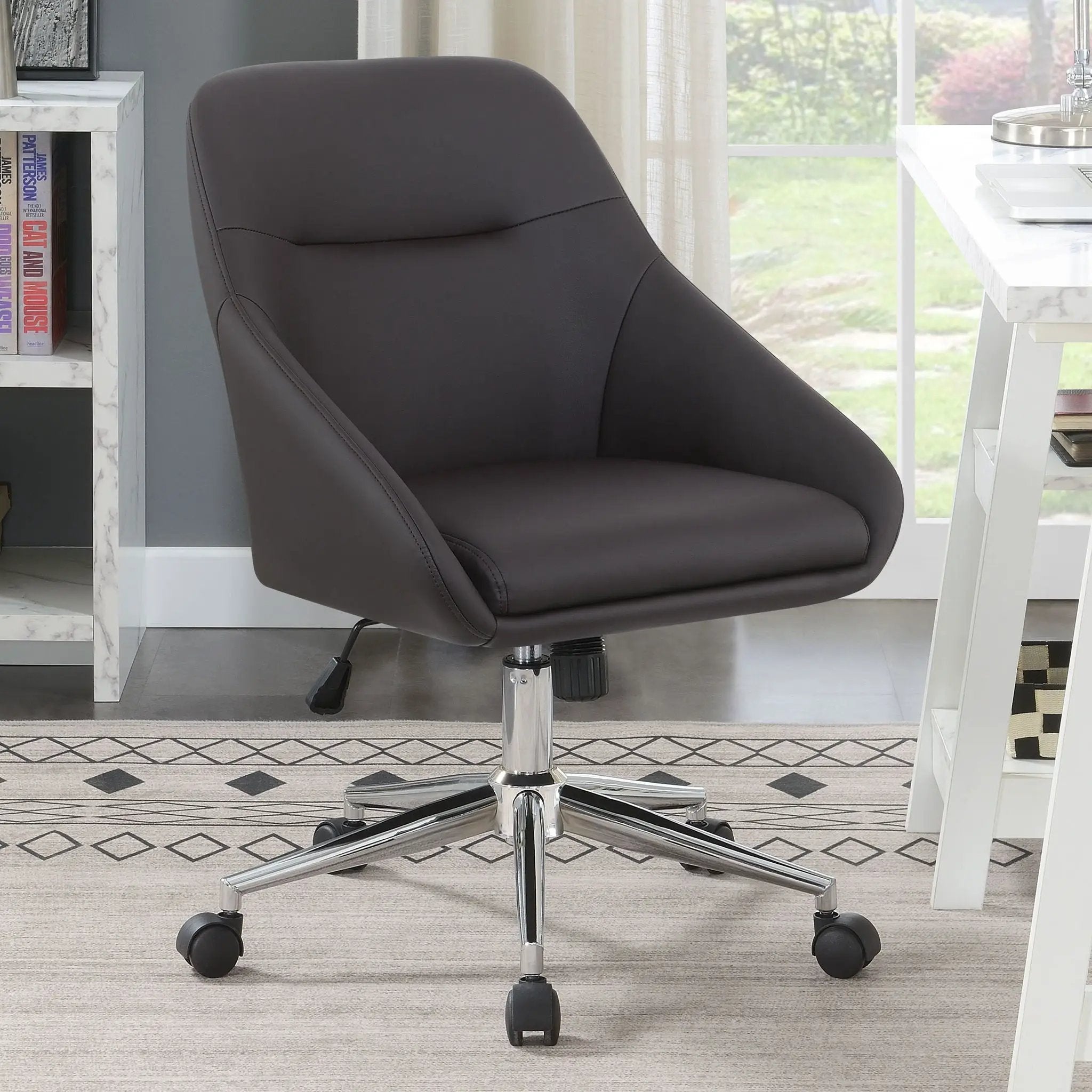Jackman Upholstered Adjustable Home Office Desk Chair Brown by Unique Piece Furniture