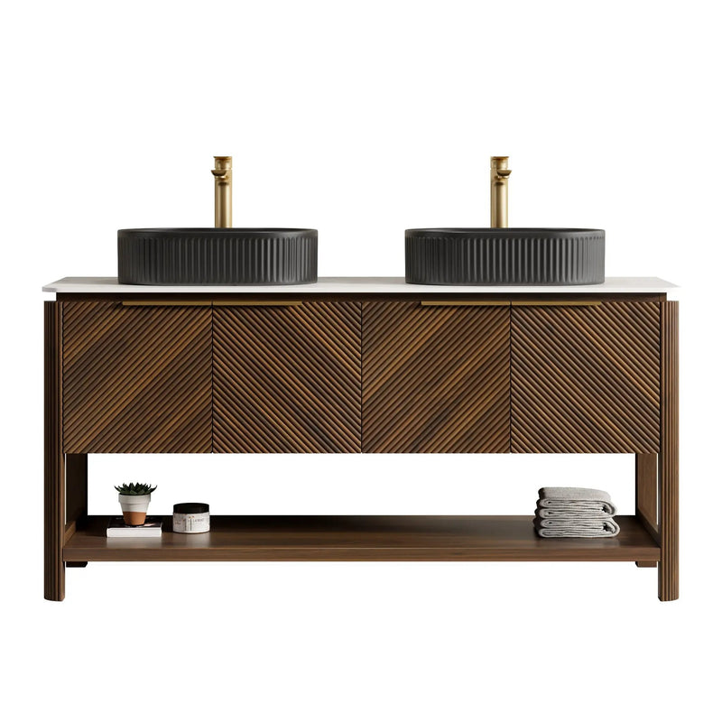 Indigo 60" Bathroom Vanity with Sintered Stone Countertop and Vessel Sink by HouseOfZazla