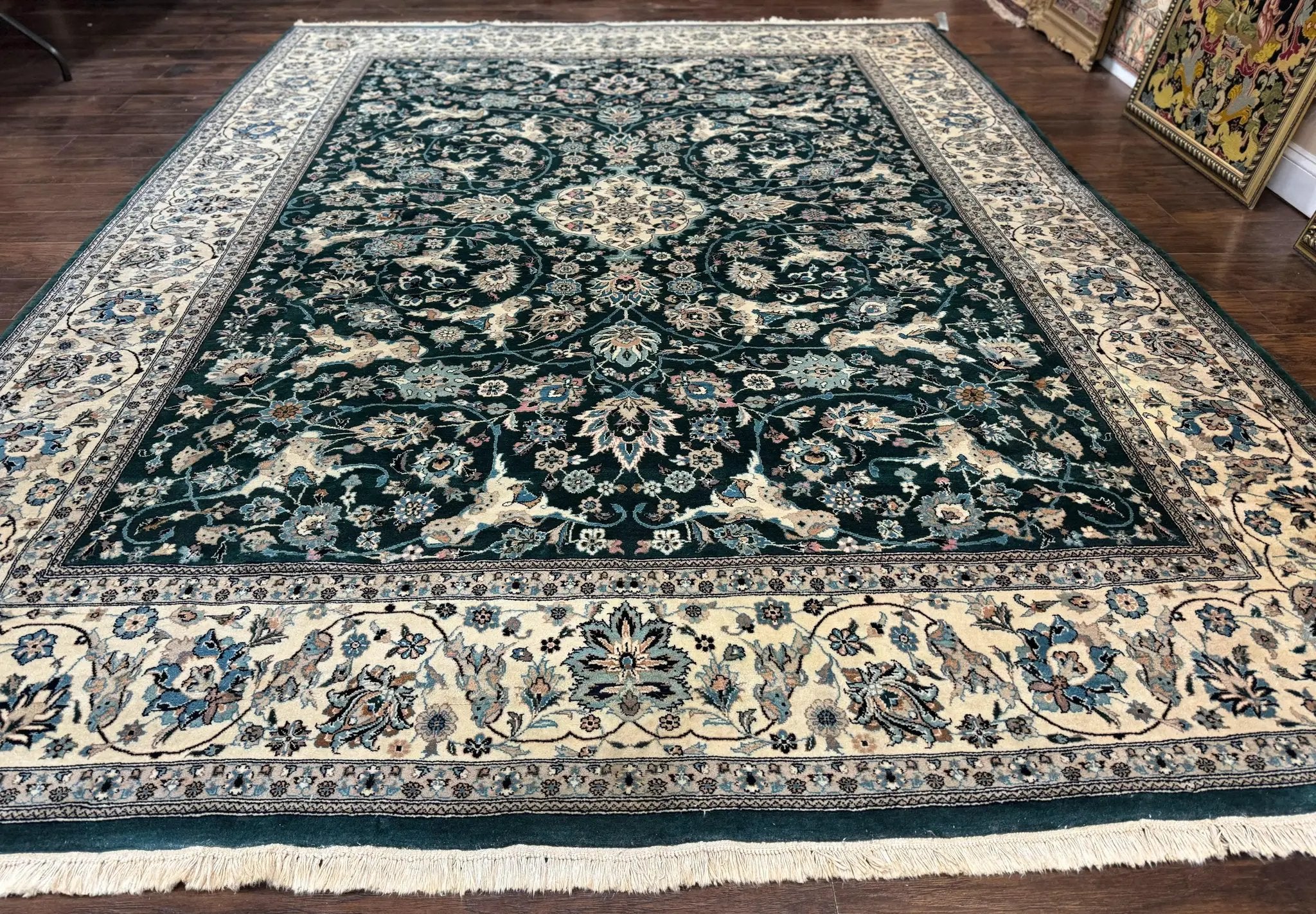 Pak Persian Rug 9x12, Dark Green, Floral Allover by Jewel Rugs