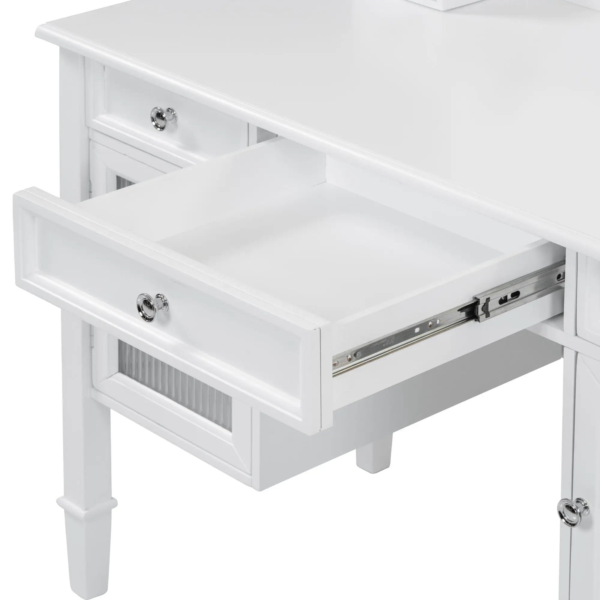 Elegant Makeup Vanity Desk With Adjustable Mirror And Storage And Construction - White by HouseOfZazla