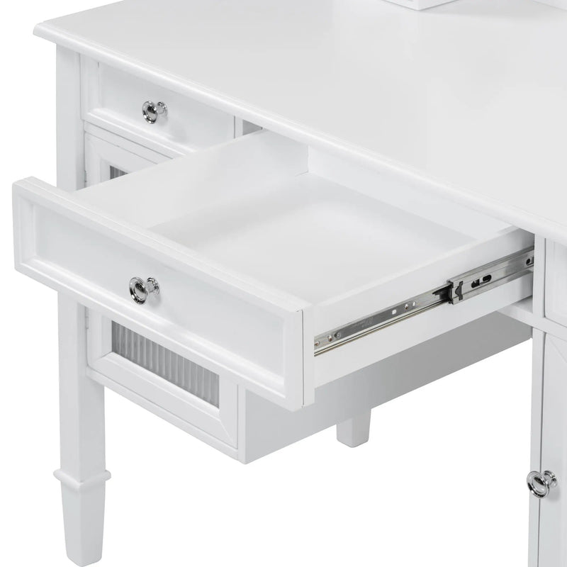 Elegant Makeup Vanity Desk With Adjustable Mirror And Storage And Construction - White by HouseOfZazla