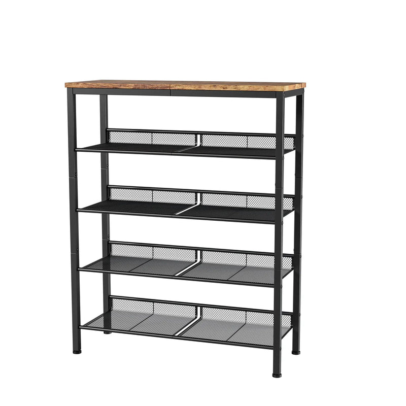 Industrial Shoe Rack with 4 Mesh Shelves by HouseOfZazla