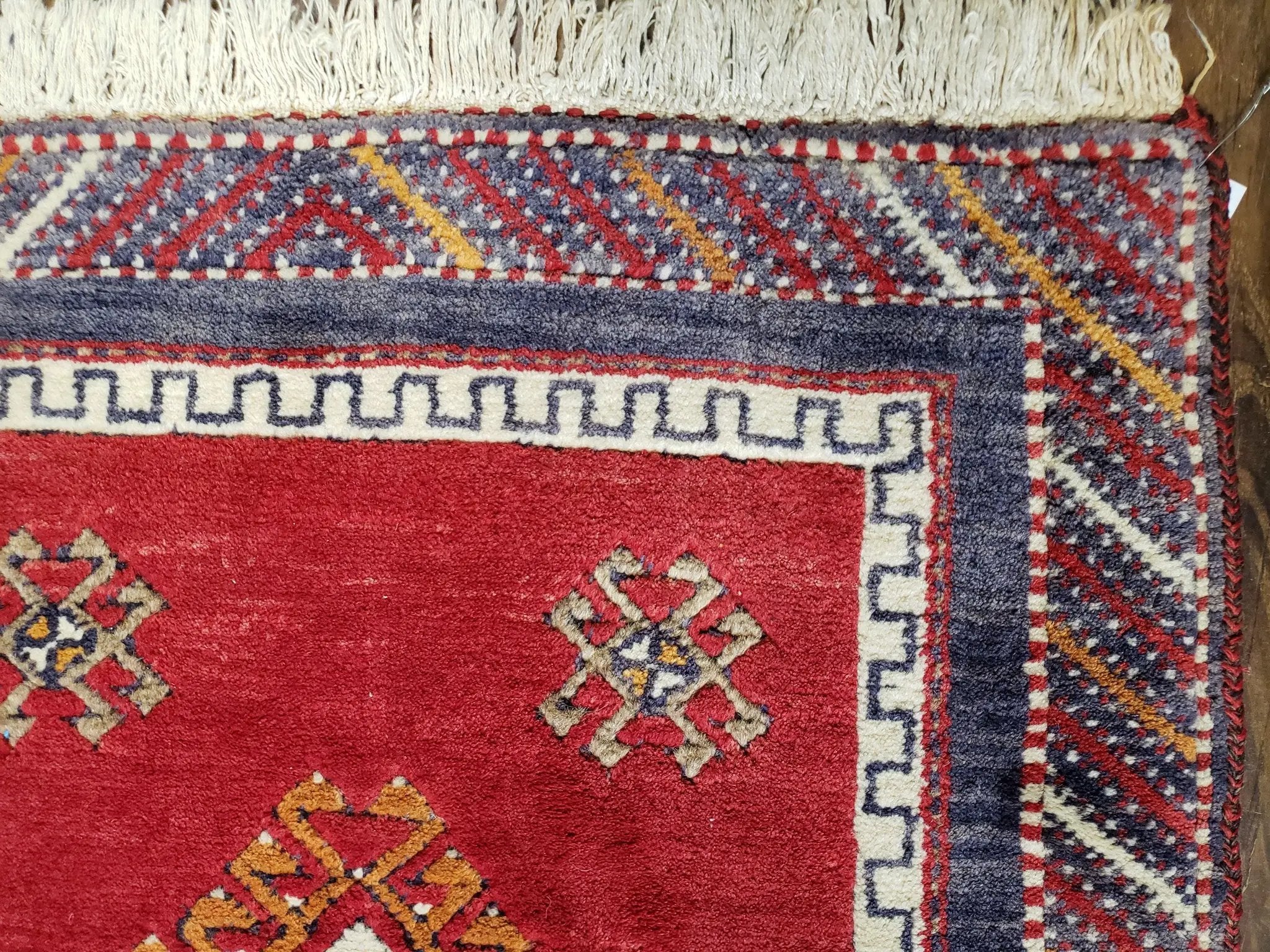 Vintage Turkish Kazak Rug 2.5 x 5 Red Wool Carpet Medallions Runner Geometric by Jewel Rugs