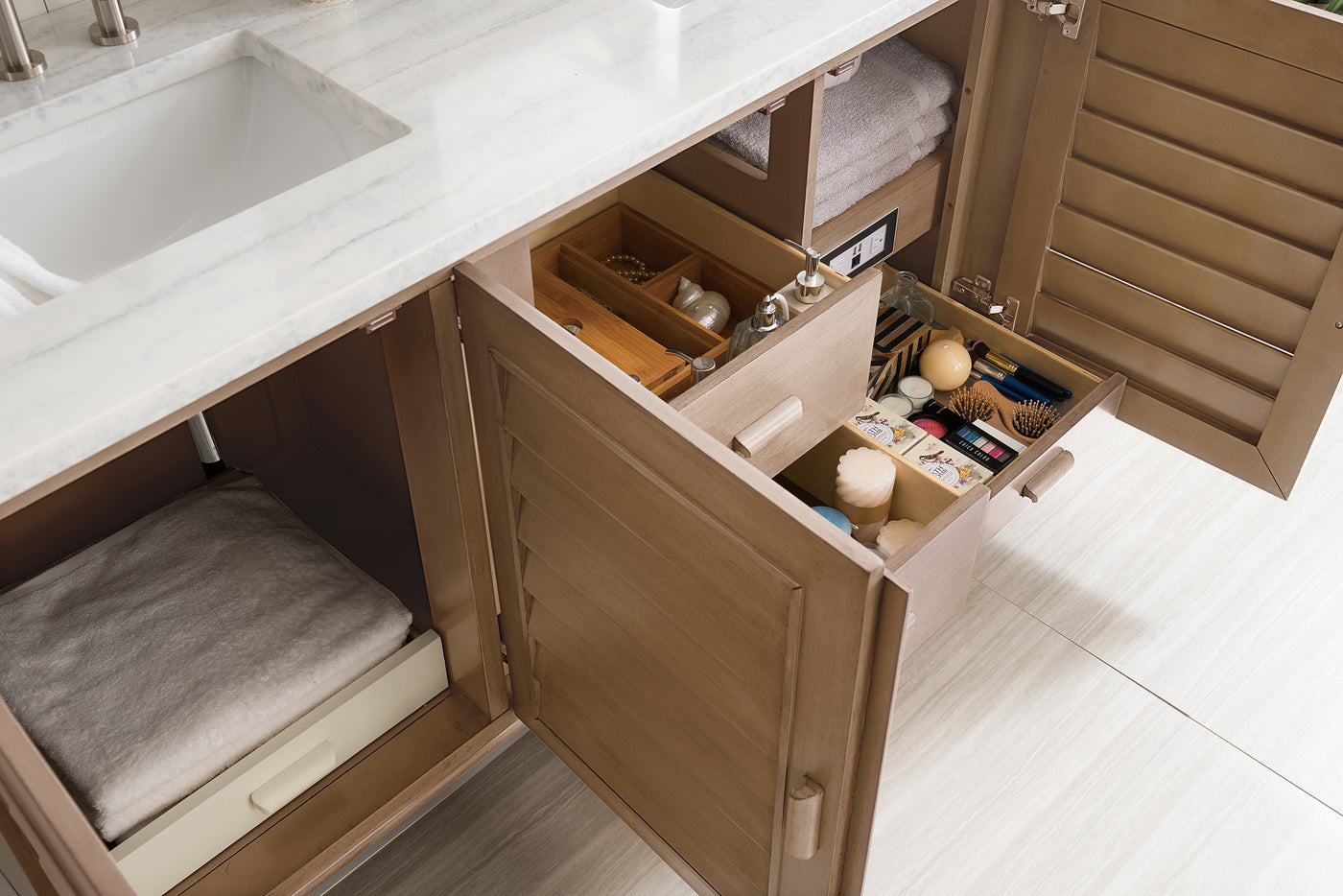James Martin Portland 60" Double Bathroom Vanity, Whitewashed Walnut, view 21