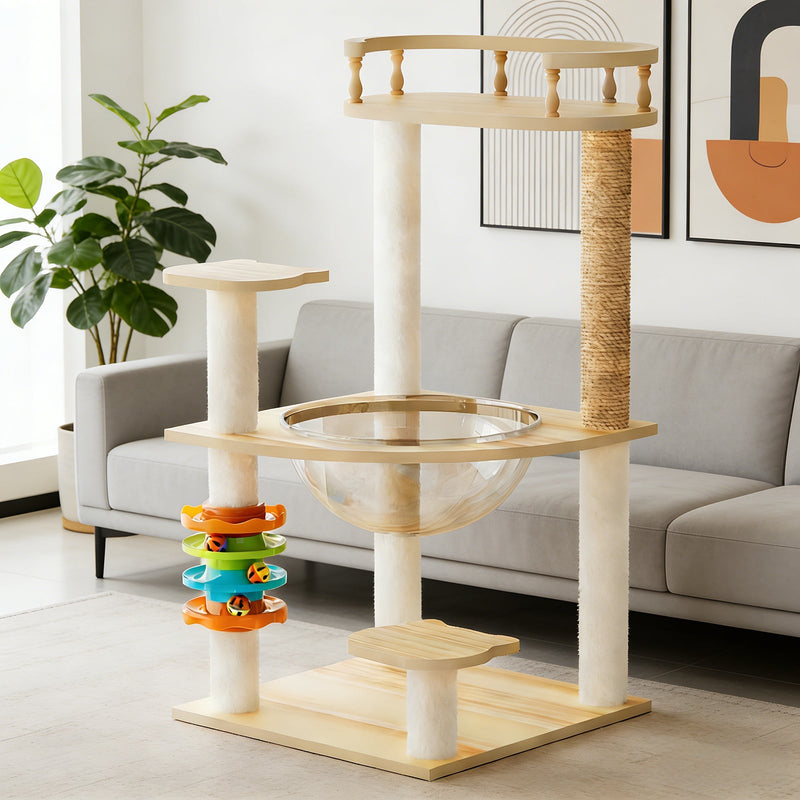 32.2" Modern Cat Tower for Indoor Cats by HouseOfZazla