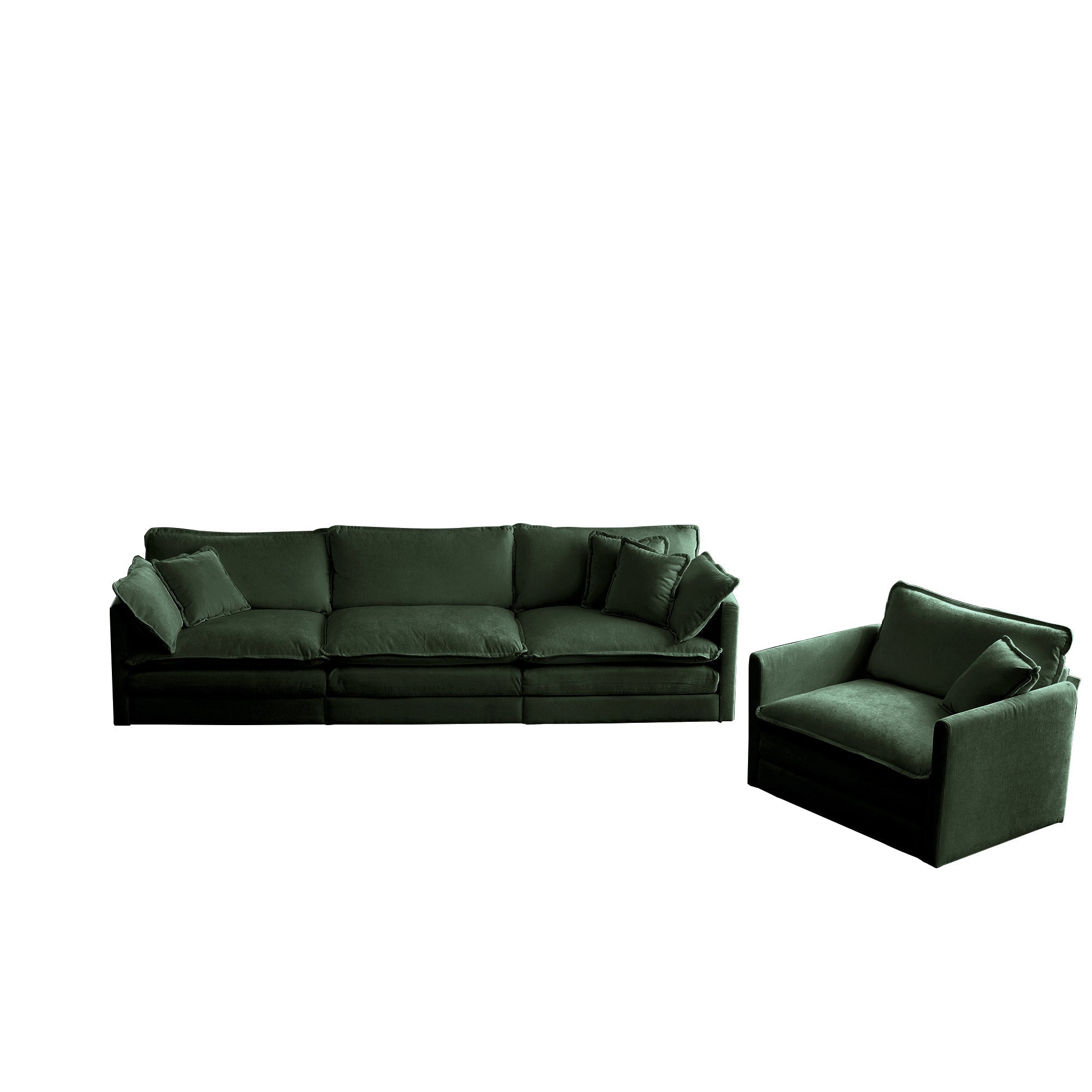2-Piece Upholstered Sectional Sofa Set in Green Chenille by HouseOfZazla