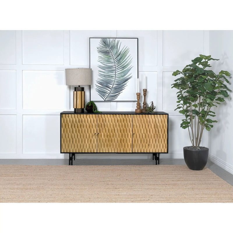 Madrid - 3 Door Accent Cabinet Doors - Natural / Black by HouseOfZazla