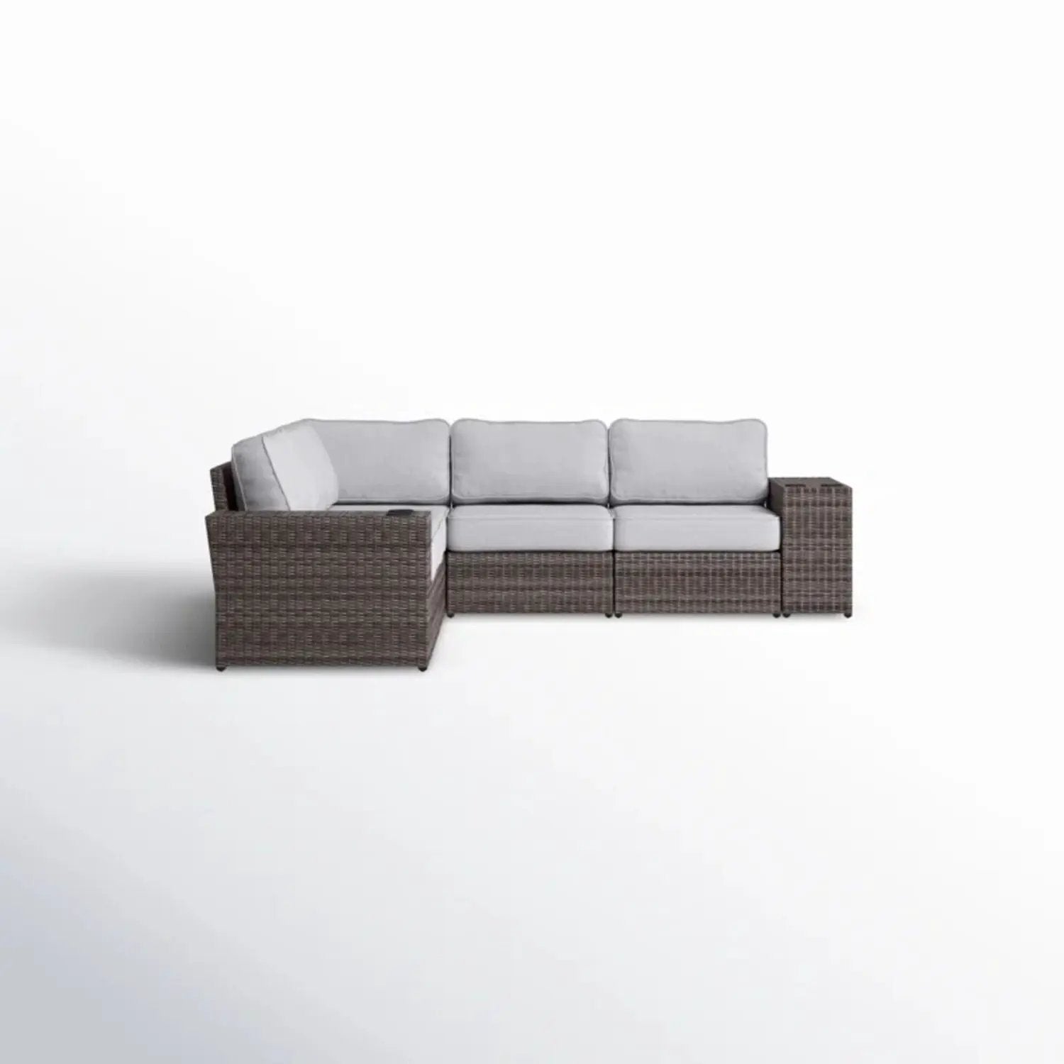 Wide Reversible Outdoor Sectional Sofa With Cushions - Brown / Gray by Unique Piece Furniture