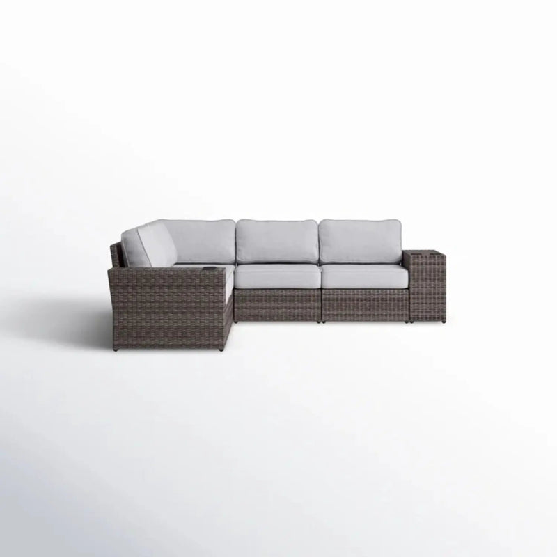 Wide Reversible Outdoor Sectional Sofa With Cushions - Brown / Gray by Unique Piece Furniture