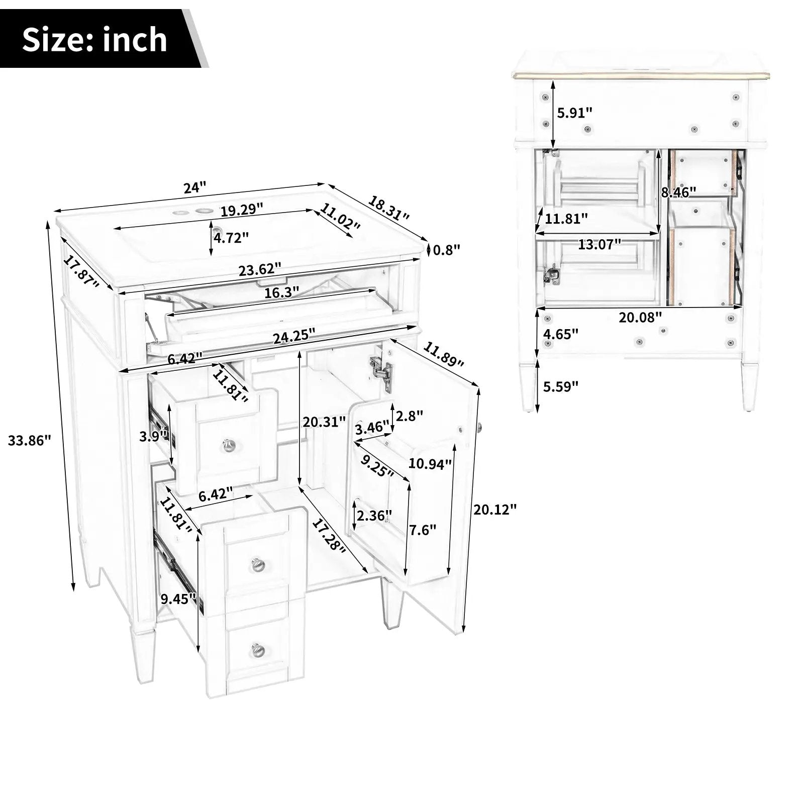 24" Bathroom Vanity with Top Sink by HouseOfZazla