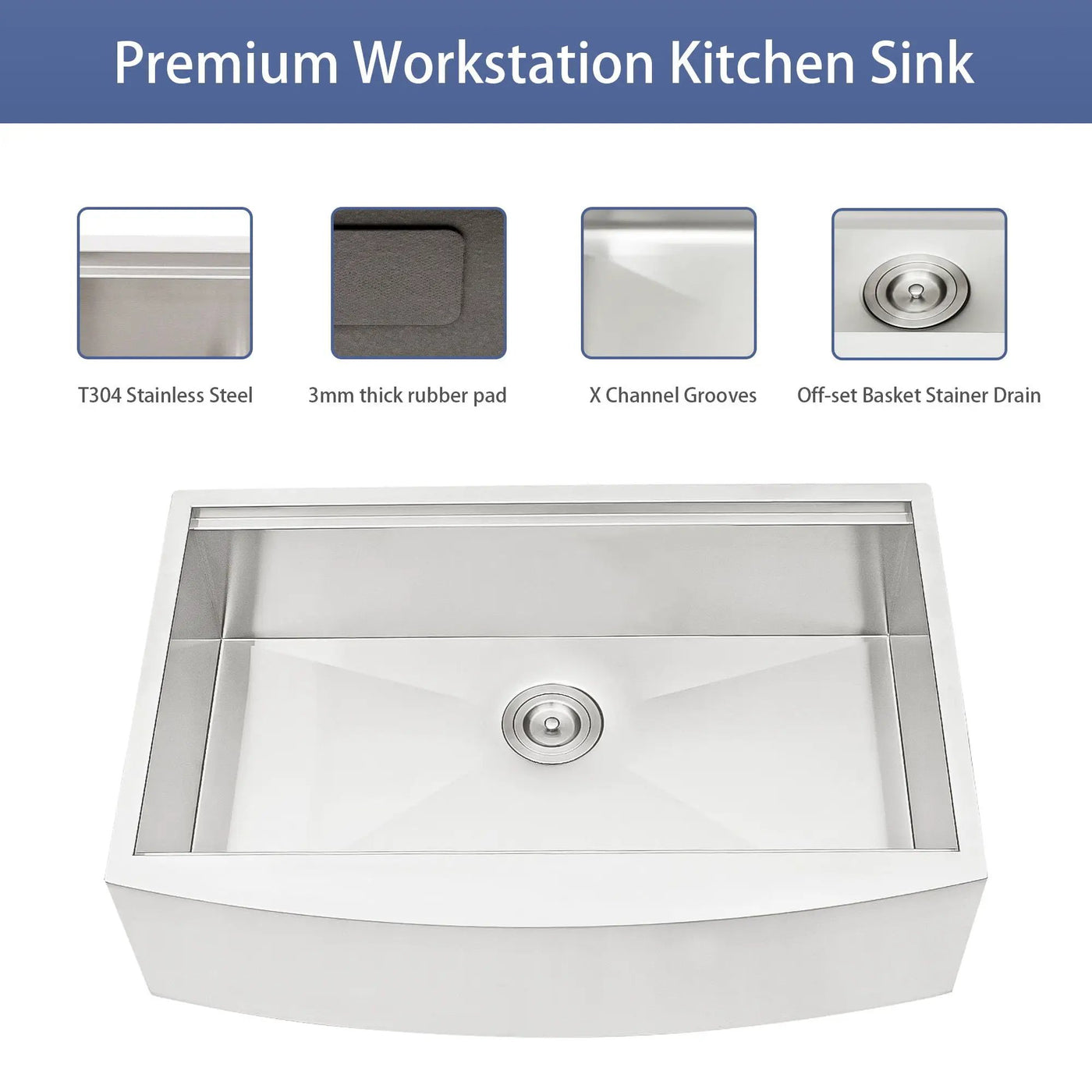 Classic Ceramic Farmhouse Sink Workstation Single Bowl With Durable Finish by HouseOfZazla