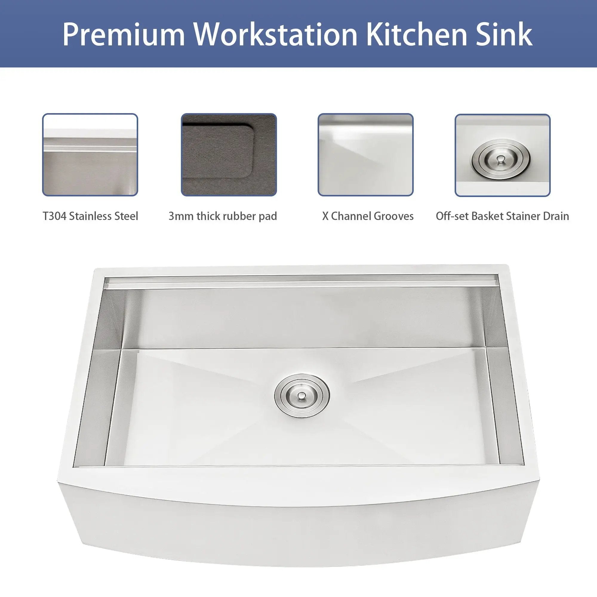 Classic Ceramic Farmhouse Sink Workstation Single Bowl With Durable Finish by HouseOfZazla