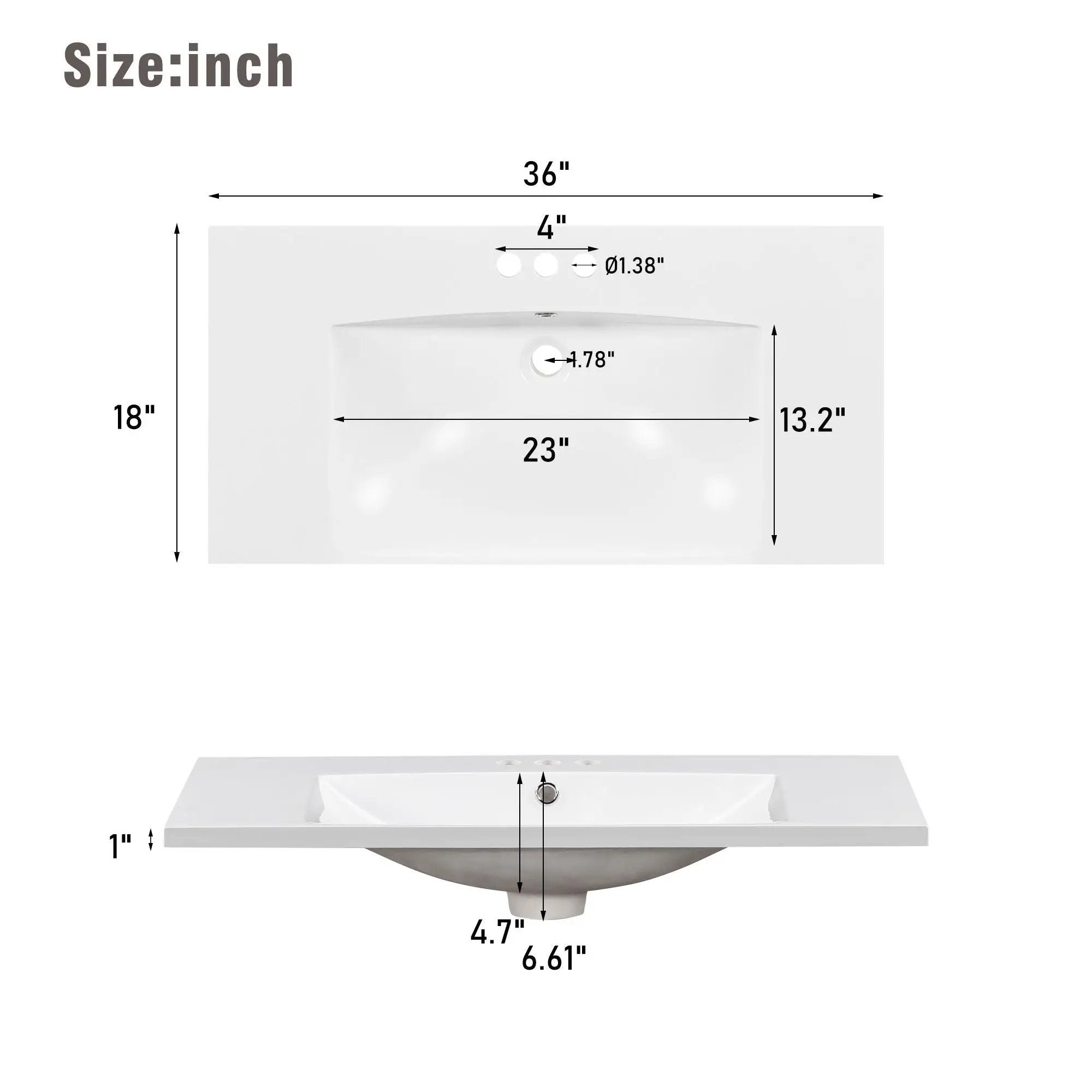 Bathroom Vanity With Ceramic Sink, Soft Close Doors, Adjustable Shelves