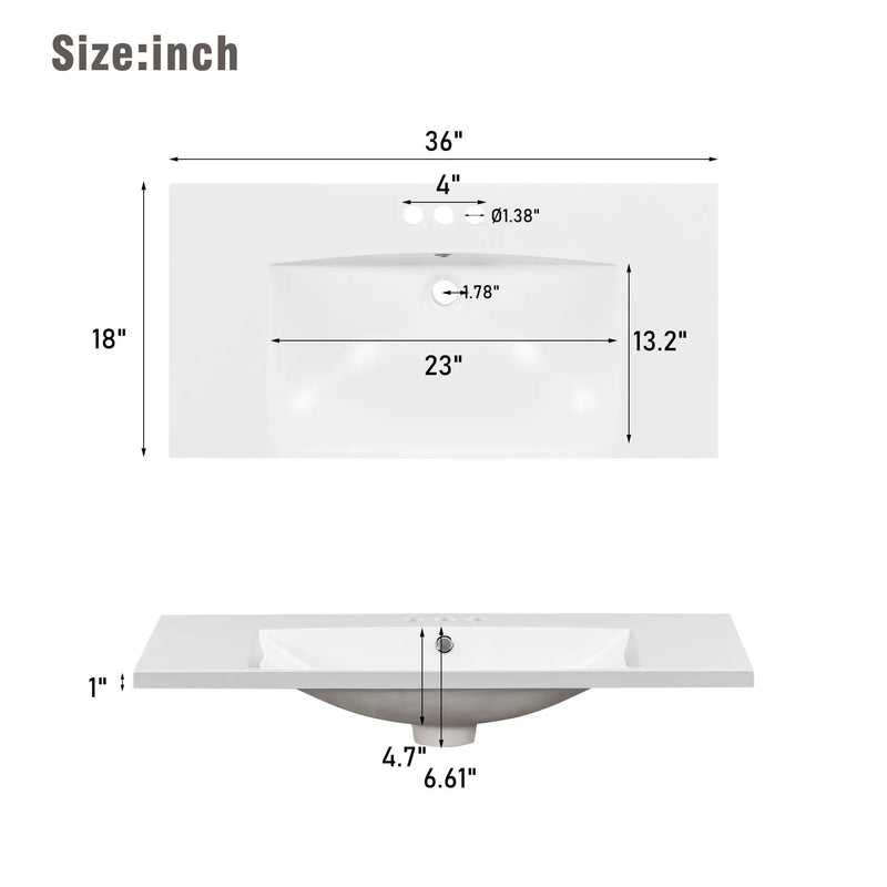 Shaker Free Standing Bathroom Vanity Cabinet With Sink, Soft Close Drawers, Soft Close Doors by HouseOfZazla