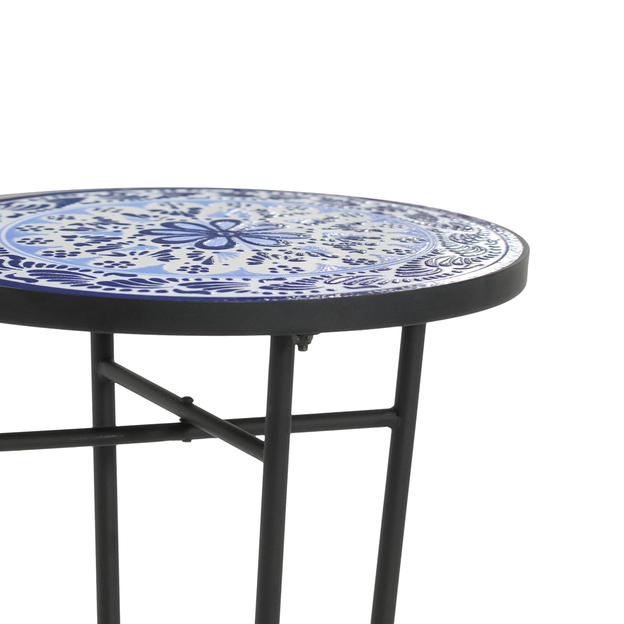 Patio Side Table, Blue+Black by HouseOfZazla