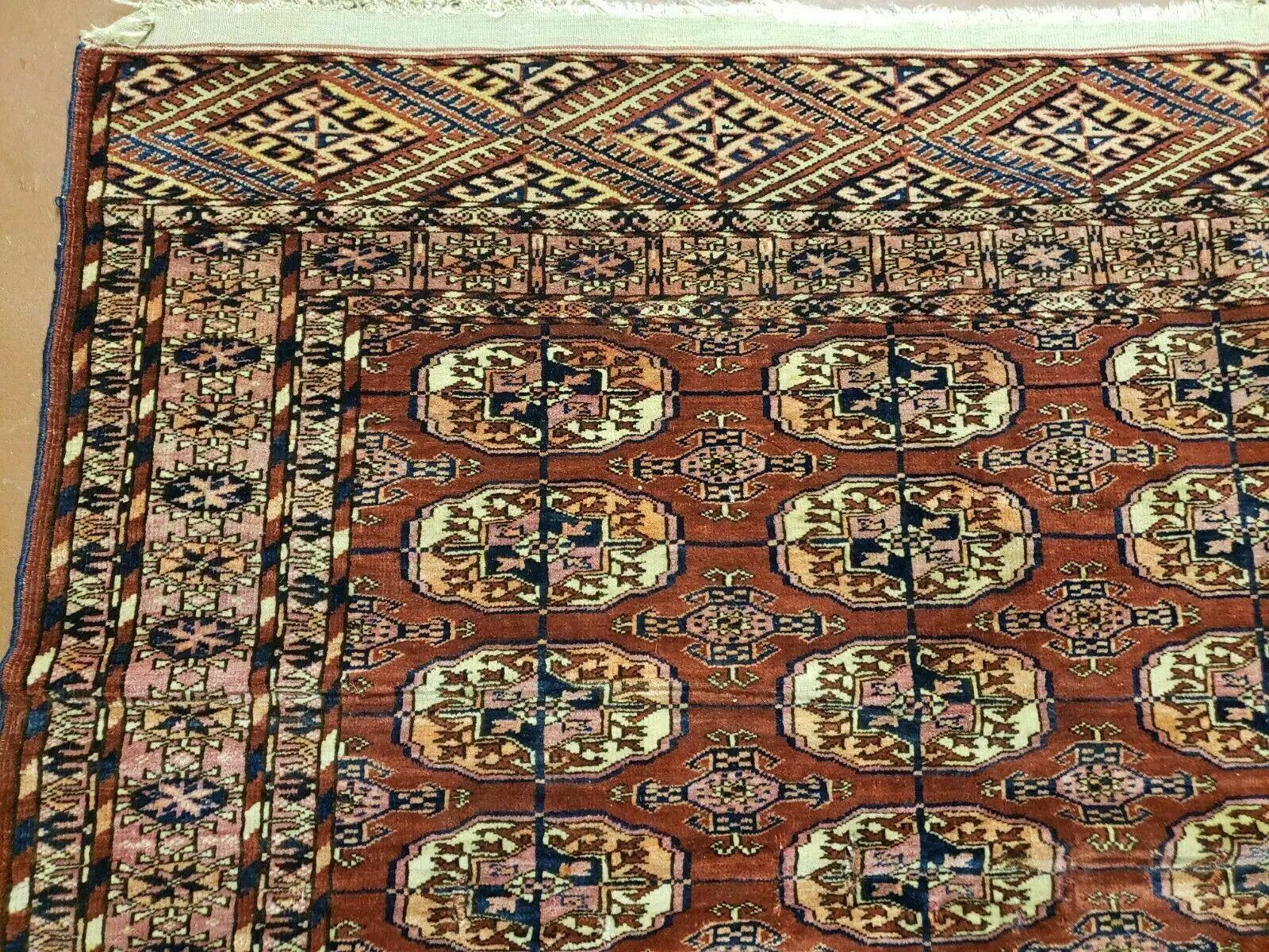 4' X 4' Antique Handmade Turkoman Bokhara Balouch Woven Wool Rug Brick Red Nice by Jewel Rugs