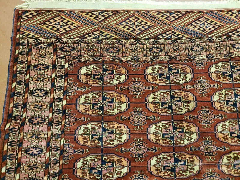 4' X 4' Antique Handmade Turkoman Bokhara Balouch Woven Wool Rug Brick Red Nice by Jewel Rugs