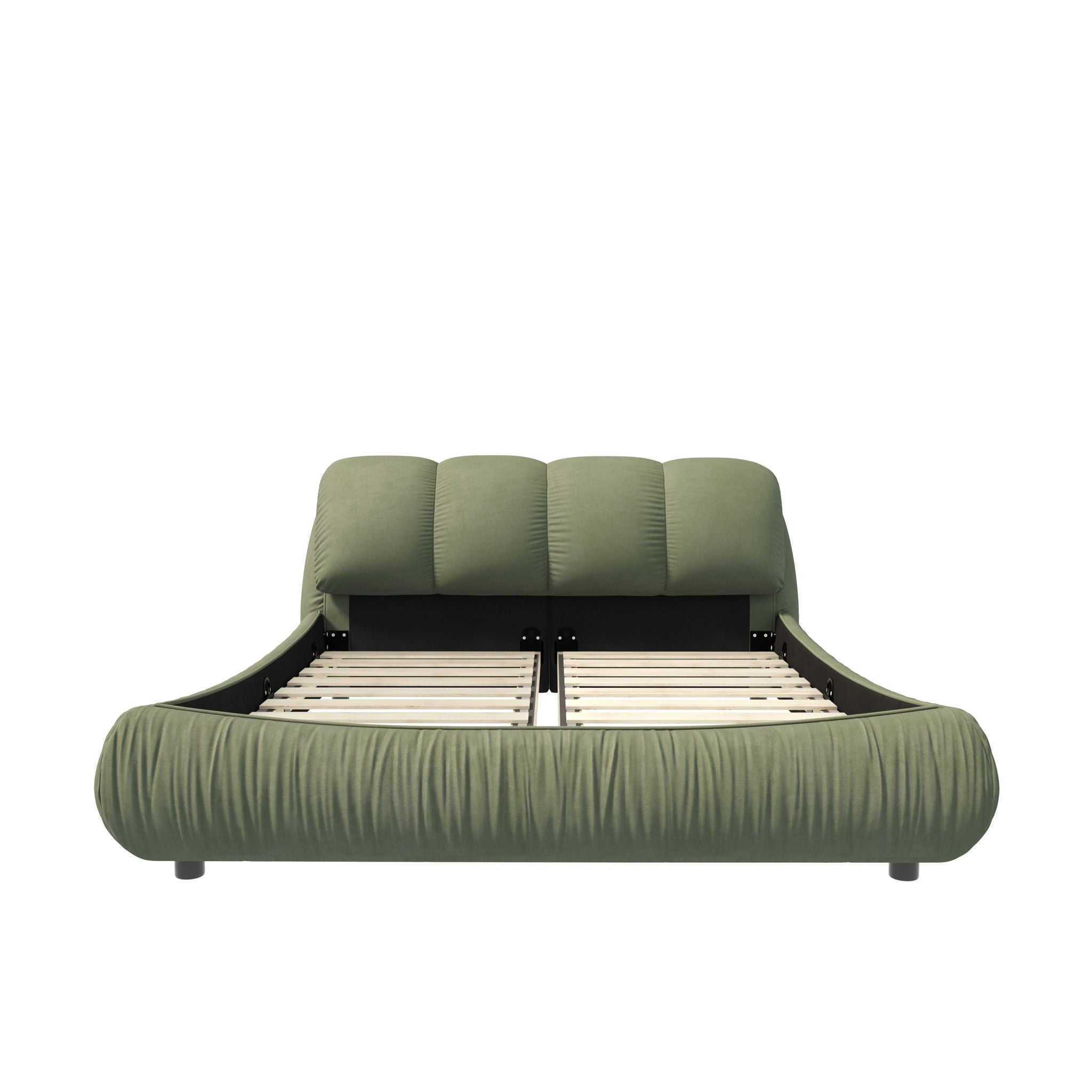 Luxury Upholstered Platform Bed With Oversized Padded Backrest And Solid Wood Frame by HouseOfZazla