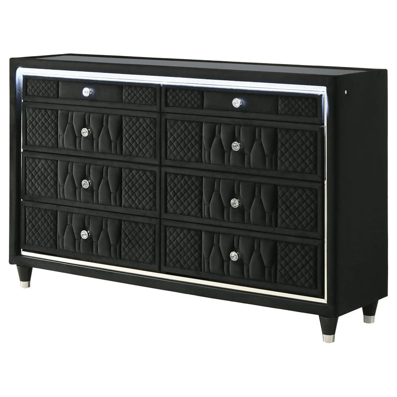 Lorient 8-drawer LED Bedroom Dresser Cabinet Black by Unique Piece Furniture
