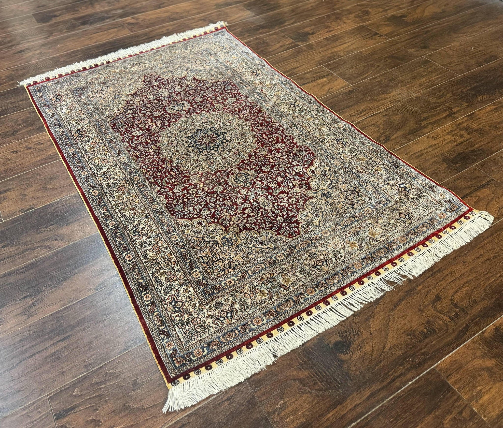 Sino Persian Silk Rug 3x5, Super Fine 440 KPSI, Floral Medallion, Handmade by Jewel Rugs