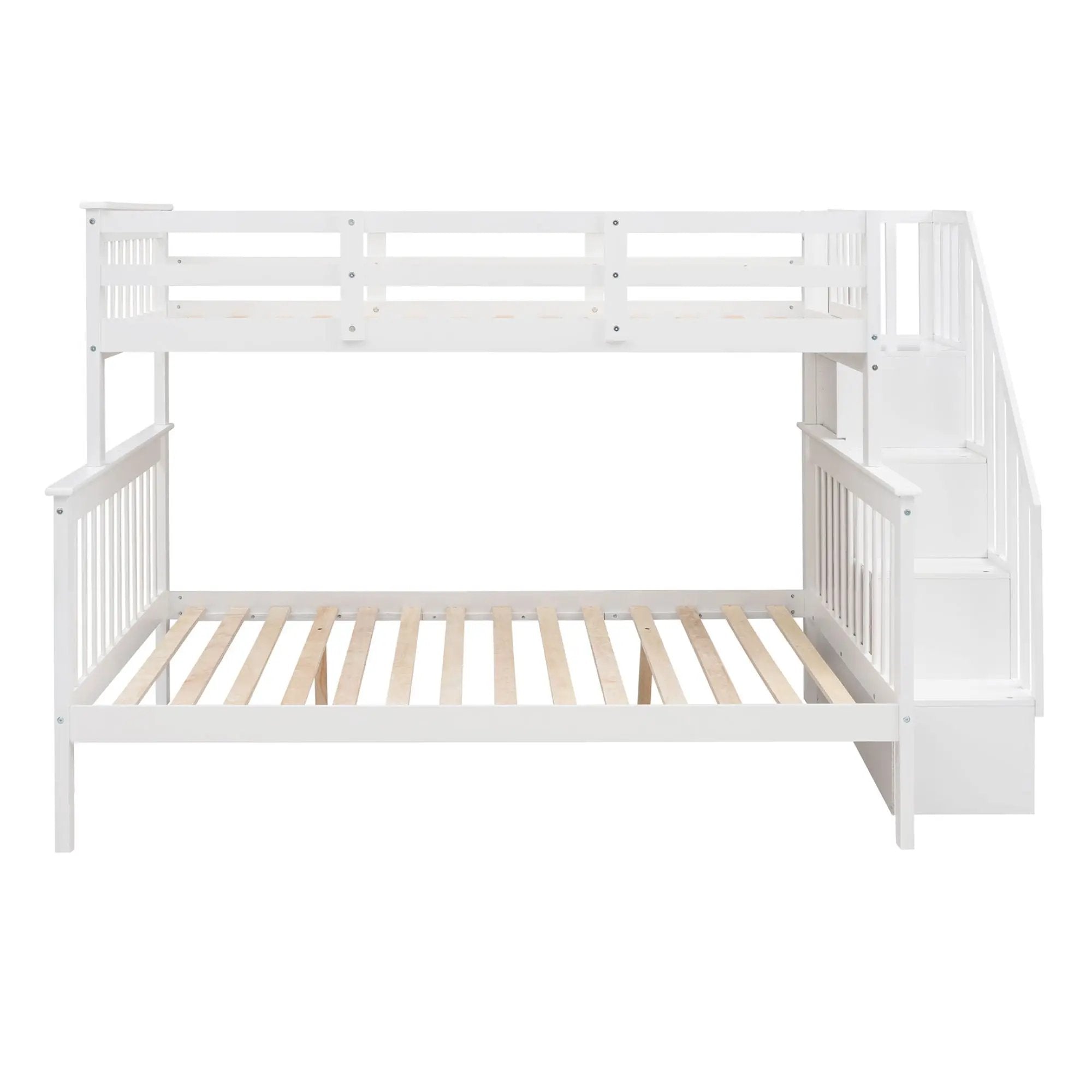 Stairway Bunk Bed With Storage And Guard Rail For Bedroom by HouseOfZazla