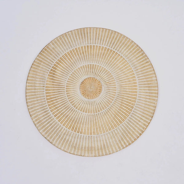 Handcarved Vintage Wheel Wall Decor - Brown / Antique White