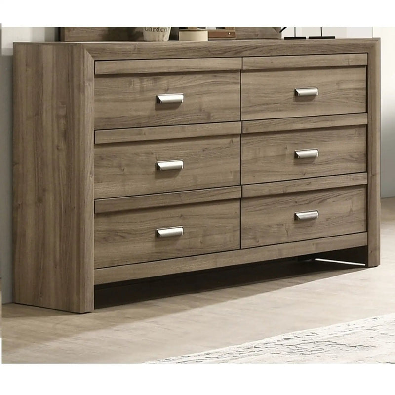 6 Drawers Storage Dresser, Bedroom Furniture - Light Brown by Unique Piece Furniture