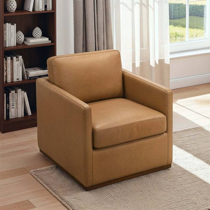 Darien Tan Leather Swivel Chair by HouseOfZazla