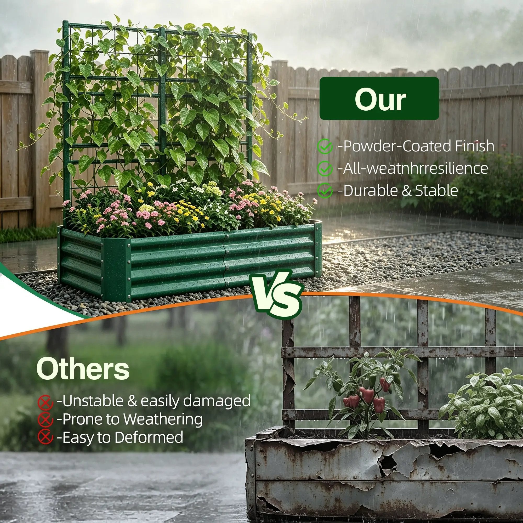 4x2x1FT Galvanized Raised Garden Bed with Arch Trellis by HouseOfZazla