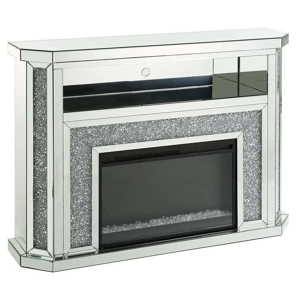 Noralie - 51" Fireplace With LED - Mirrored & Faux Diamonds by Unique Piece Furniture