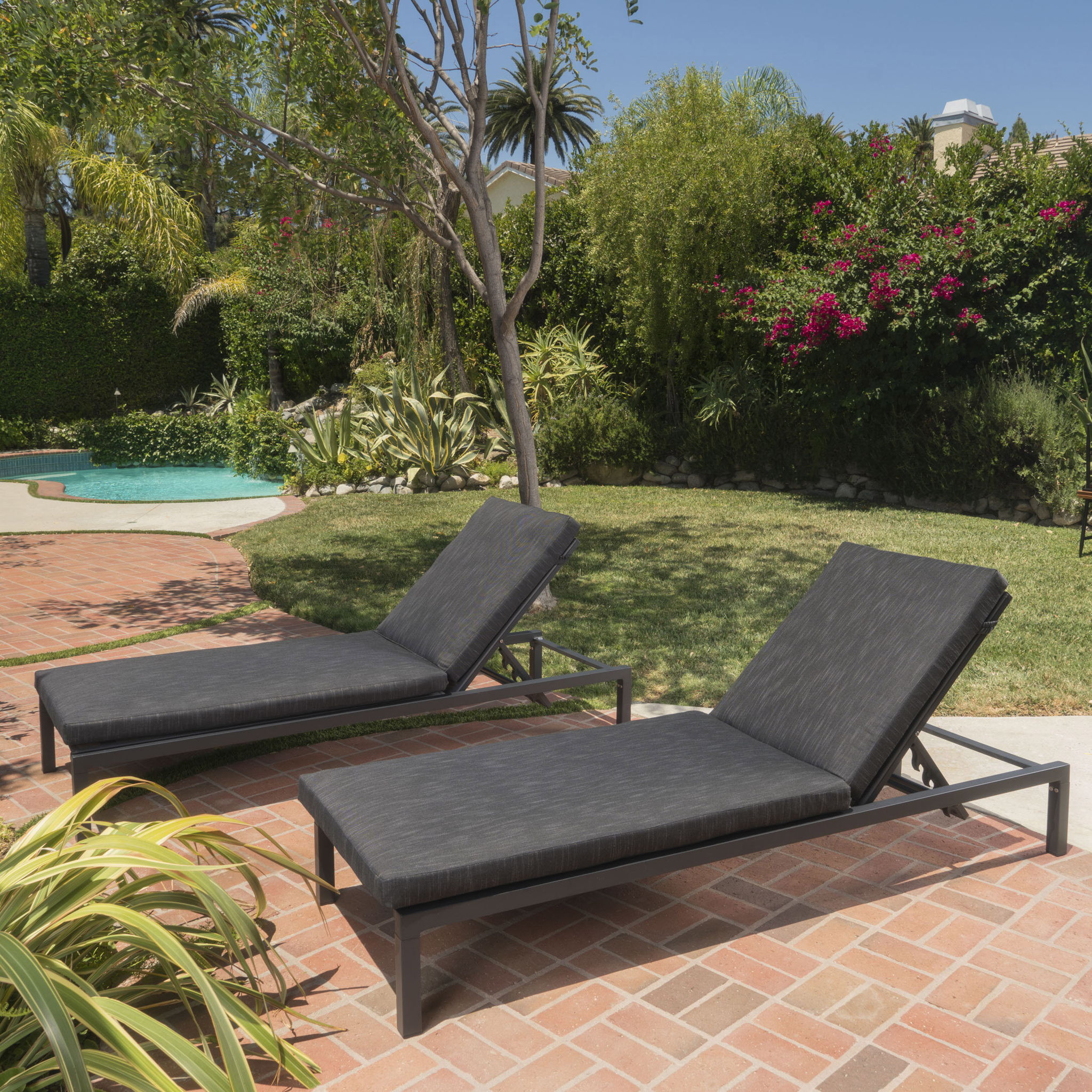 Modern Chaise Lounge With Water Resistant Fabric Cushions by HouseOfZazla