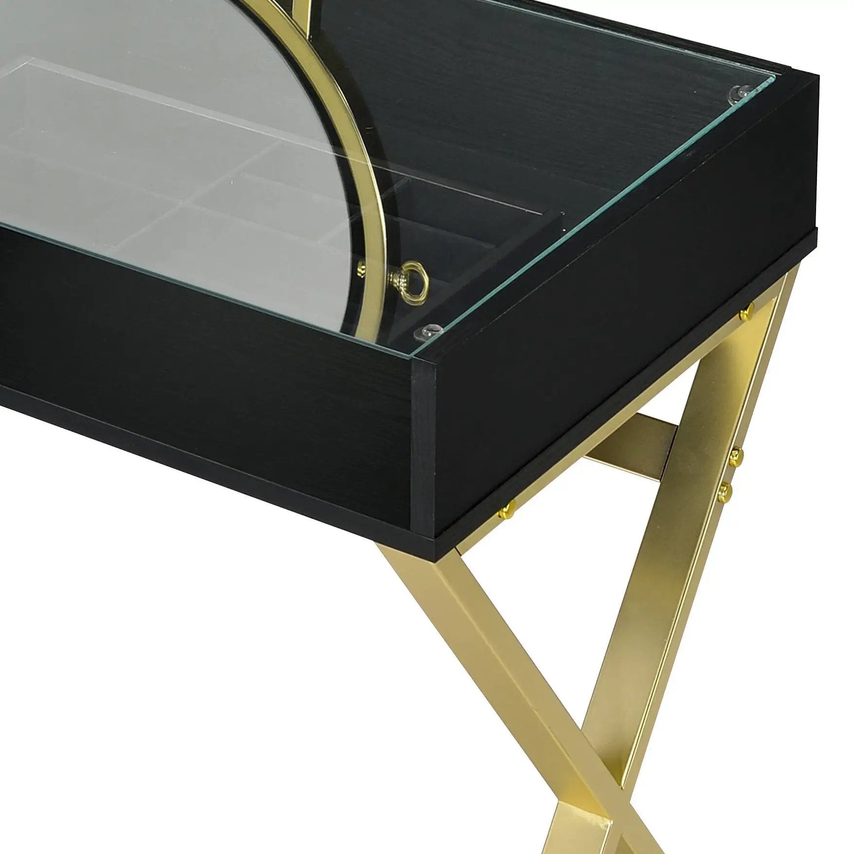 Black & Gold Finish Vanity Desk by HouseOfZazla