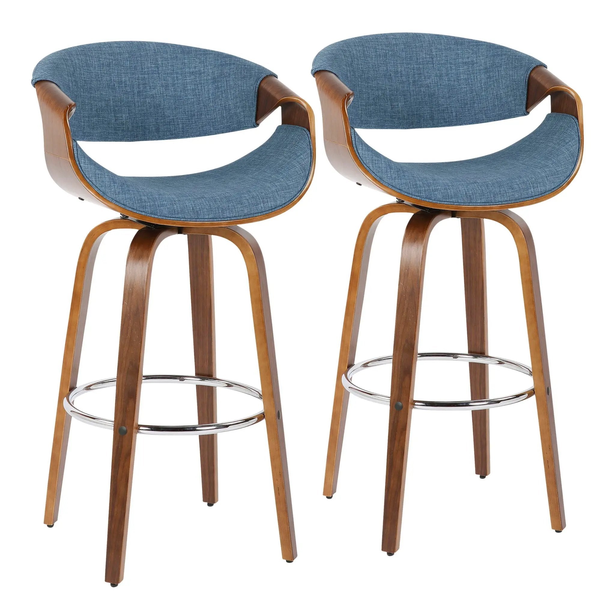 Curvini Mid - Century Modern Fixed Height Barstool With Swivel (Set of 2) by Unique Piece Furniture