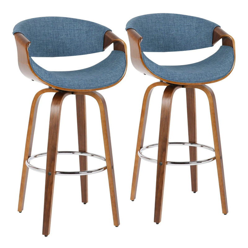 Curvini Mid - Century Modern Fixed Height Barstool With Swivel (Set of 2) by Unique Piece Furniture