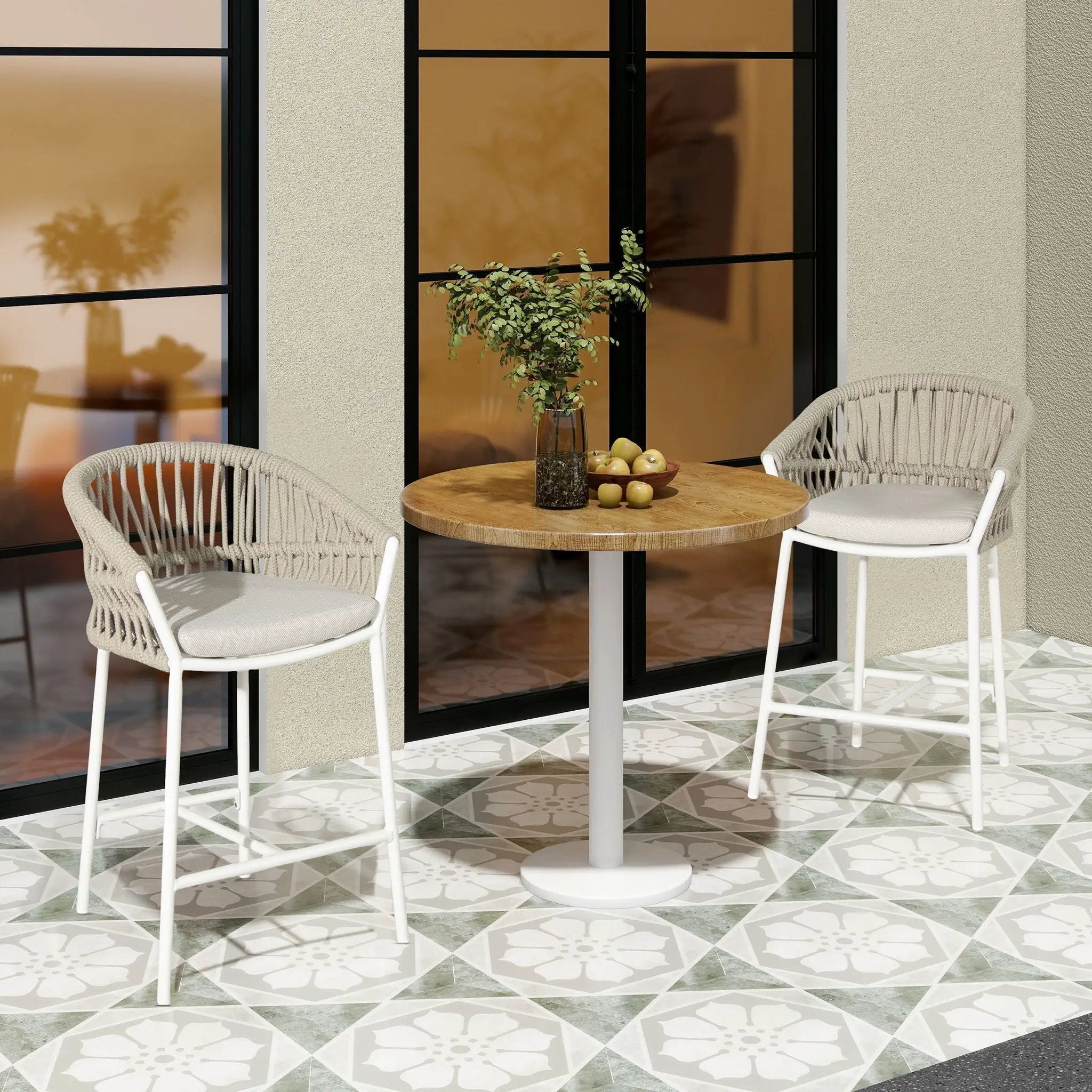 Maiden - Patio Counter Stool Sunproof Olefin (Set of 2) by Unique Piece Furniture
