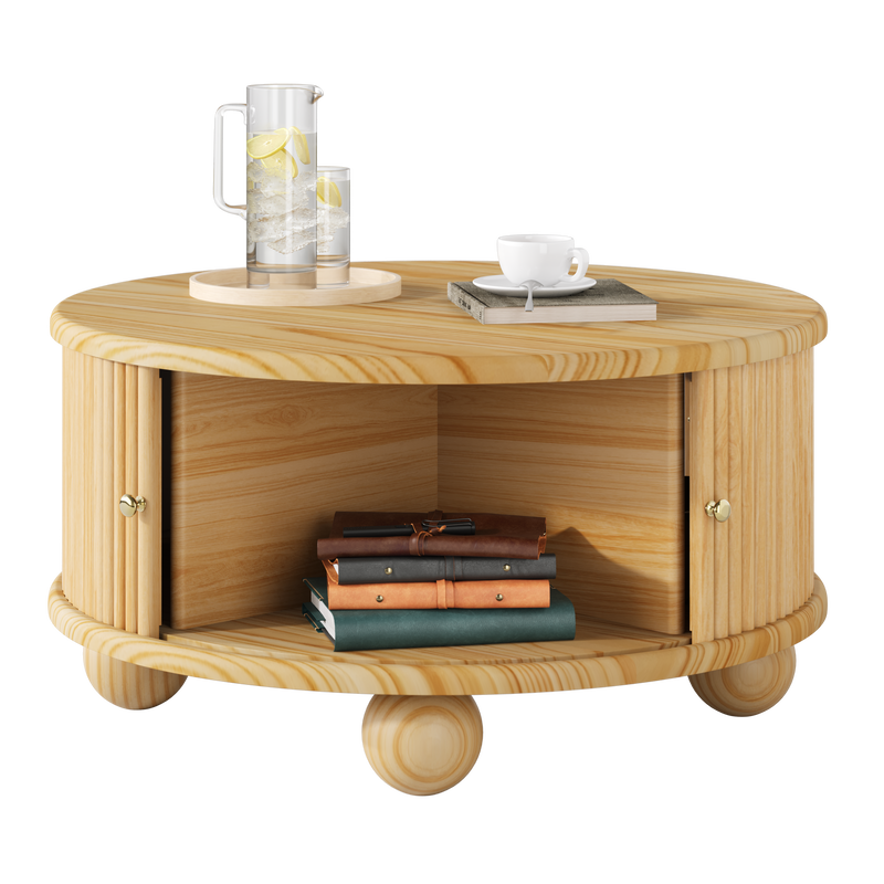 Round Fluted Coffee Table with Storage by HouseOfZazla